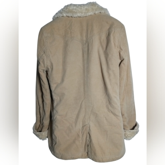 Abercrombie &Fitch Women's Vintage Sherpa Collar Coat Cotton Velvet Tan  Large - Picture 4 of 7